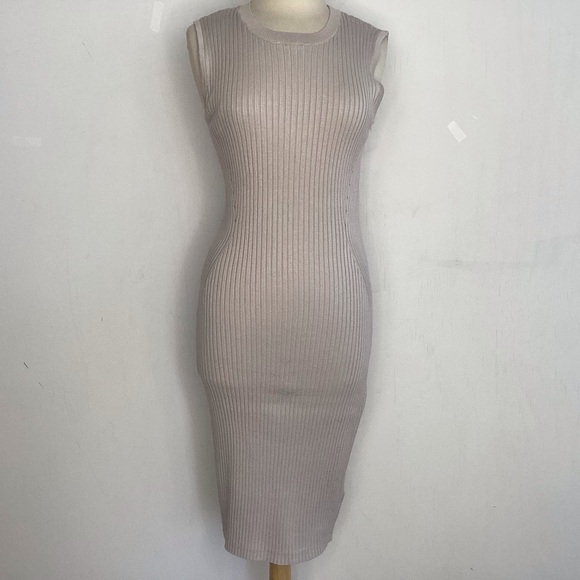 Mangaschoni 2 piece ribbed knit bodycom sheath dress/long openfront duster M NWT - Picture 5 of 12